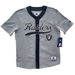 Las Vegas Raiders Starter Baseball Jersey Men's M Gray Black NFL Football Shirt